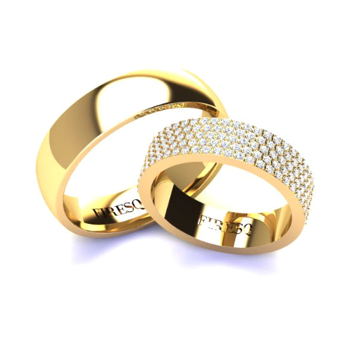 Par de Alianças de Casamento Noivado em Ouro 18k 6mm Hals