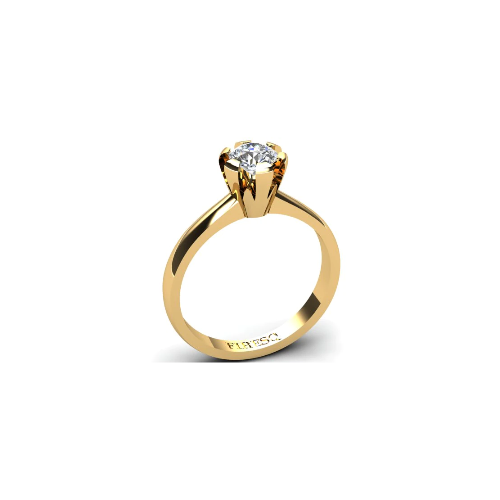 Anel de Noivado Solitario Diamantes Brilhante Ouro Amarelo Rusty