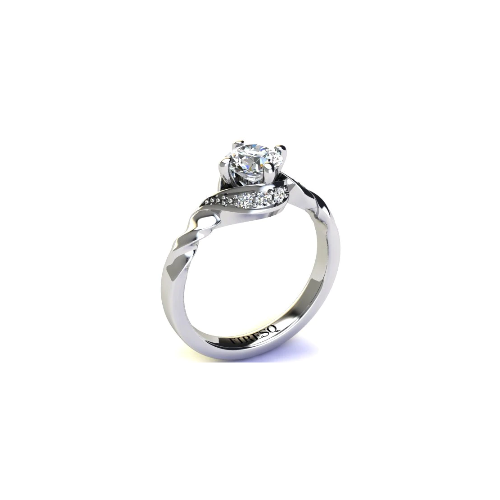 Anel de Noivado Solitario Diamantes Brilhante Ouro Branco Kalla