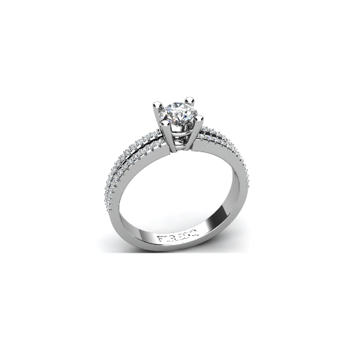Anel de Noivado Solitario Diamantes Brilhante Ouro Branco Summers