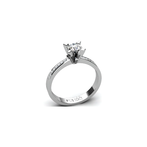 Anel de Noivado Solitario Diamantes Brilhante Ouro Branco Gipsy