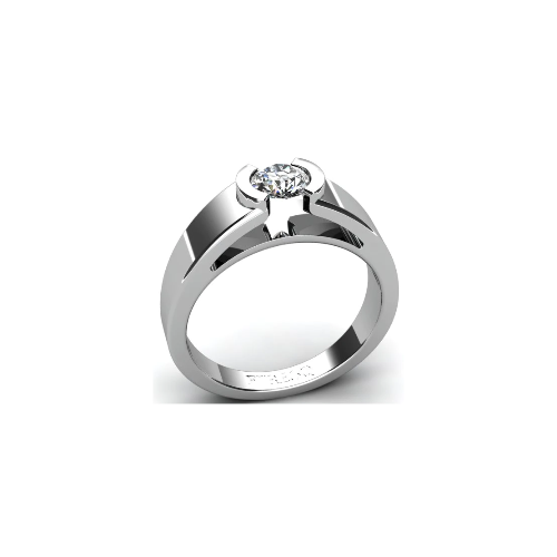 Anel de Noivado Solitario Diamantes Brilhante Ouro Branco Cliff