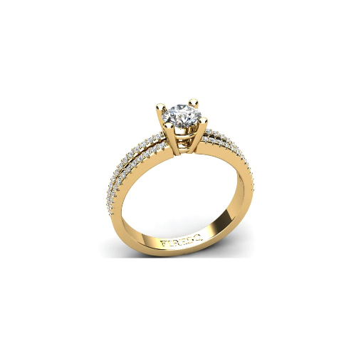 Anel de Noivado Solitario Diamantes Brilhante Ouro Amarelo Summers