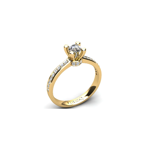 Anel de Noivado Solitario Diamantes Brilhante Ouro Amarelo Hella