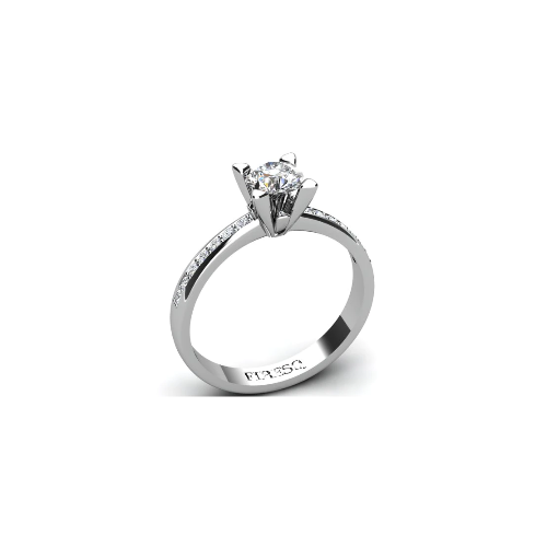 Anel de Noivado Solitario Diamantes Brilhante Ouro Branco Rumer