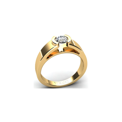 Anel de Noivado Solitario Diamantes Brilhante Ouro Amarelo Cliff