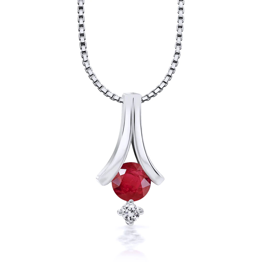 Corrente feminina de ouro 18k diamante e rubi fine