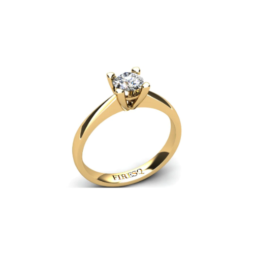 Anel de Noivado Solitario Diamantes Brilhante Ouro Amarelo Jaden
