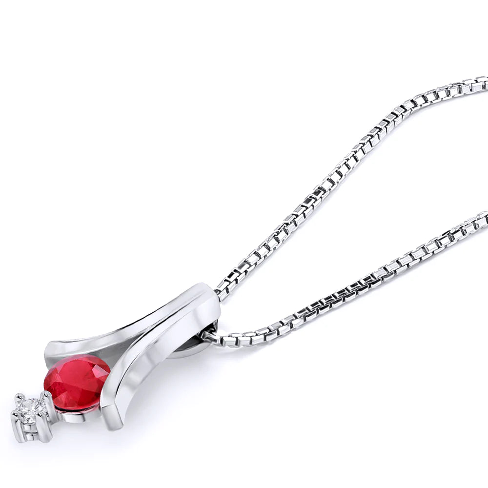 Corrente feminina de ouro 18k diamante e rubi fine