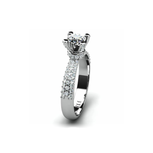 Anel de Noivado Solitario Diamantes Brilhante Ouro Branco 18k Joana