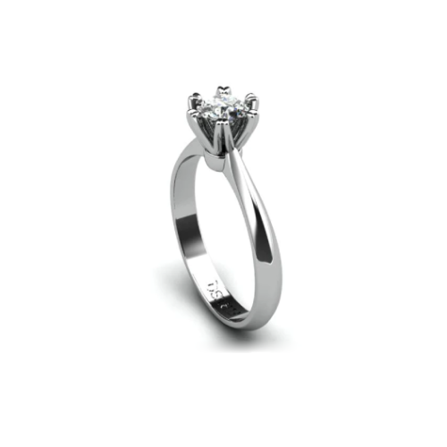Anel de Noivado Solitario De Diamante Brilhante Ouro Branco 18k