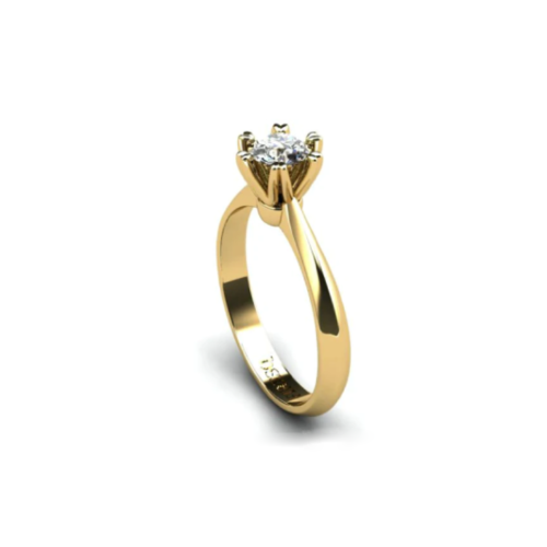 Anel de Noivado Solitario De Diamante Brilhante Ouro Amarelo 18k