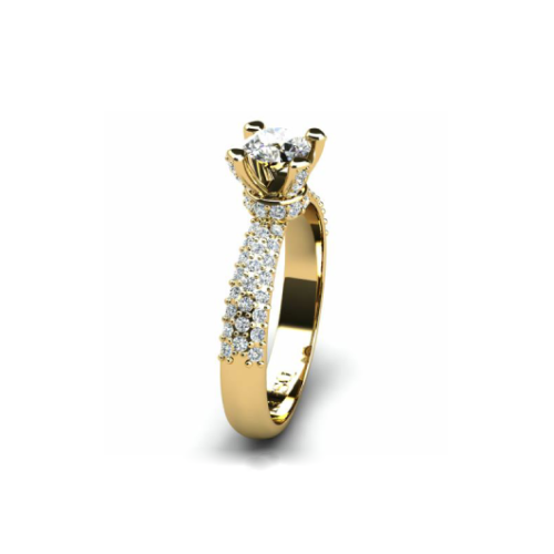 Anel de Noivado Solitario Diamantes Brilhante Ouro Amarelo 18k Joana