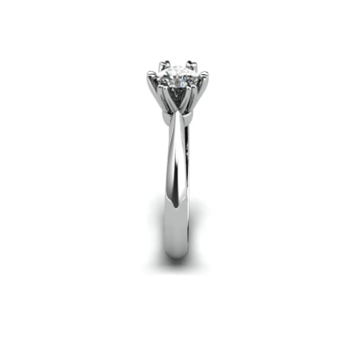 Anel de Noivado Solitario De Diamante Brilhante Ouro Branco 18k