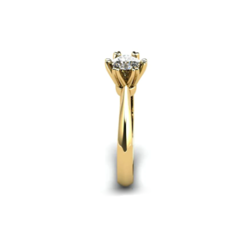 Anel de Noivado Solitario De Diamante Brilhante Ouro Amarelo 18k