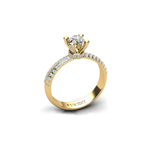 Anel de Noivado Solitario Diamantes Brilhante Ouro Amarelo 18k Joana