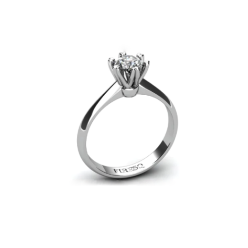 Anel de Noivado Solitario De Diamante Brilhante Ouro Branco 18k
