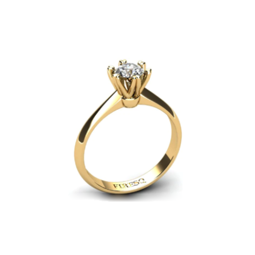 Anel de Noivado Solitario De Diamante Brilhante Ouro Amarelo 18k