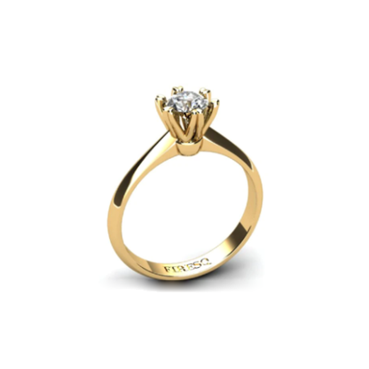 Anel de Noivado Solitario De Diamante Brilhante Ouro Amarelo 18k