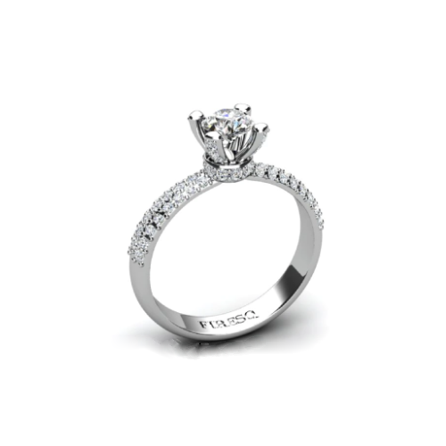 Anel de Noivado Solitario Diamantes Brilhante Ouro Branco 18k Joana