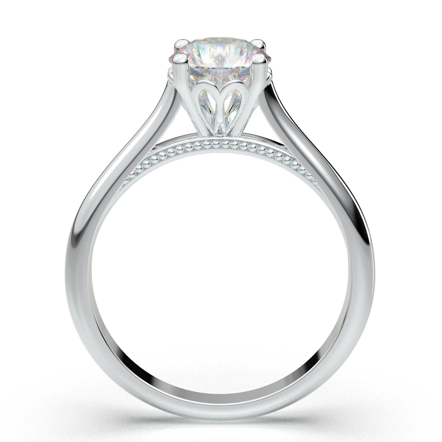 Anel Solitario De Ouro Branco 18k Diamante Brilhante 100pontos