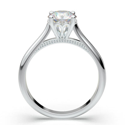 Anel Solitario De Ouro Branco 18k Diamante Brilhante 100pontos