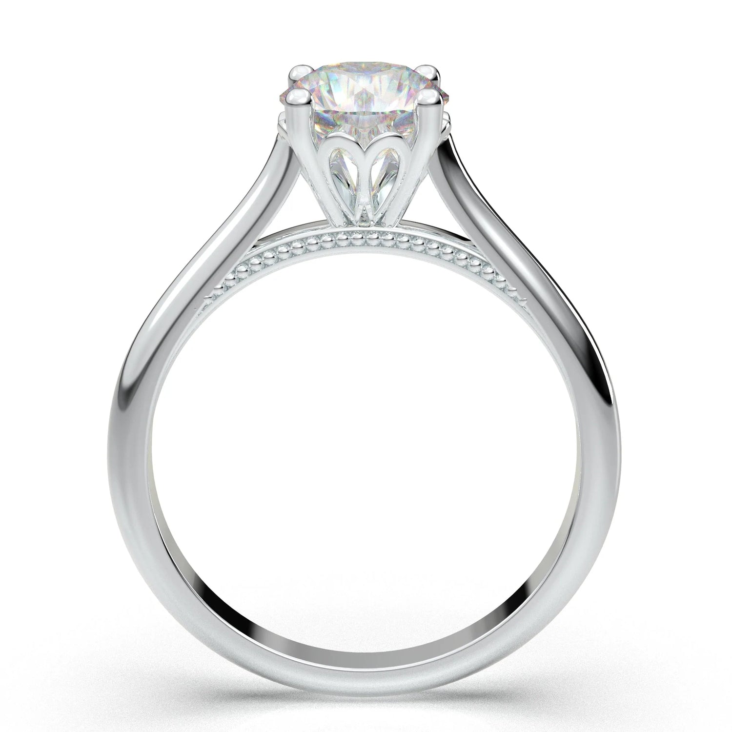 Anel Solitario De Ouro Branco 18k Diamante Brilhante 50pontos