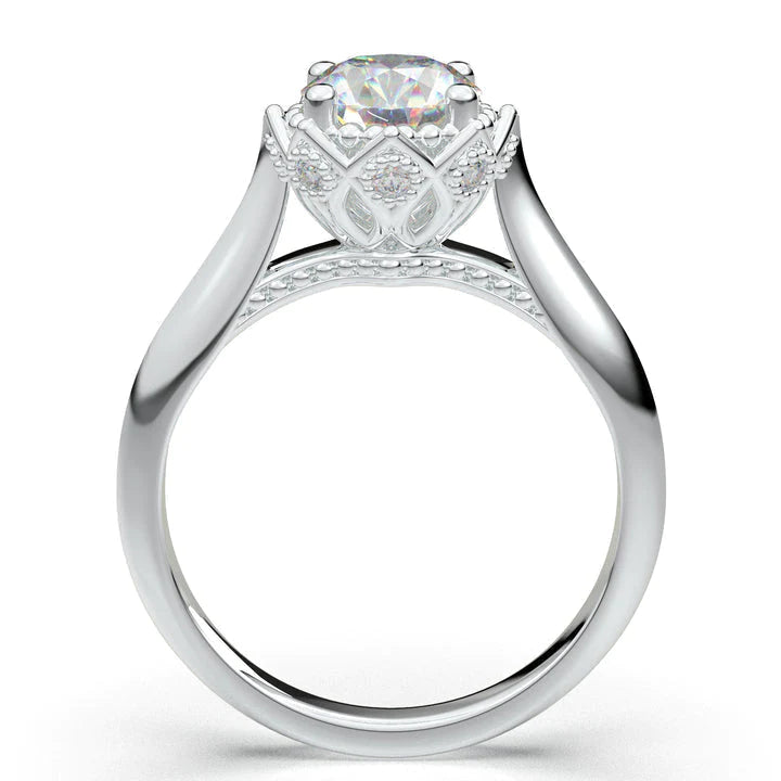Anel Solitario Coroa De Ouro Branco 18k Diamante Brilhante 50pontos