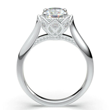 Anel Solitario Coroa De Ouro Branco 18k Diamante Brilhante 50pontos