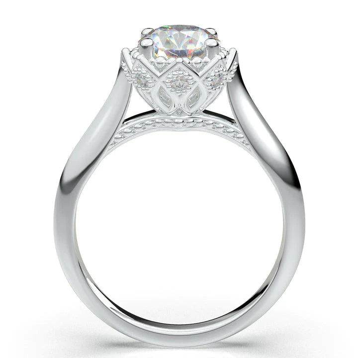 Anel Solitario Coroa De Ouro Branco 18k Diamante Brilhante 40pontos
