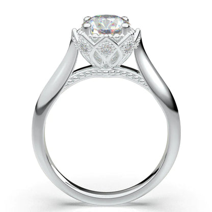 Anel Solitario Coroa De Ouro Branco 18k Diamante Brilhante 40pontos