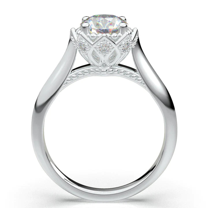 Anel Solitario Coroa De Ouro Branco 18k Diamante Brilhante 20pontos