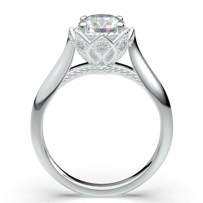 Anel Solitario Coroa De Ouro Branco 18k Diamante Brilhante 20pontos