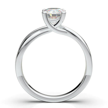 Anel Solitario Torcido De Ouro Branco 18k Diamante Brilhante 20pontos