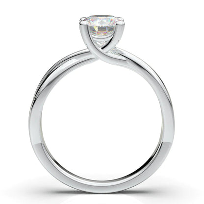 Anel Solitario Torcido De Ouro Branco 18k Diamante Brilhante 50pontos