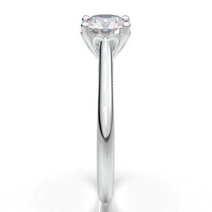 Anel Solitario De Ouro Branco 18k Diamante Brilhante 50pontos