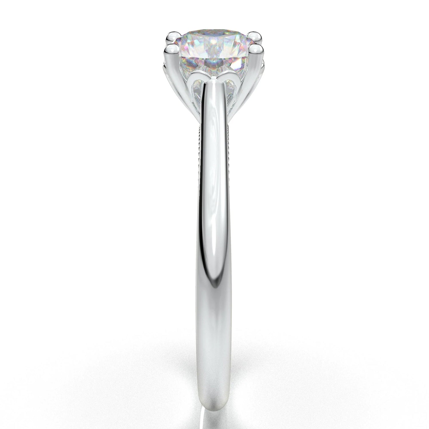 Anel Solitario De Ouro Branco 18k Diamante Brilhante 100pontos