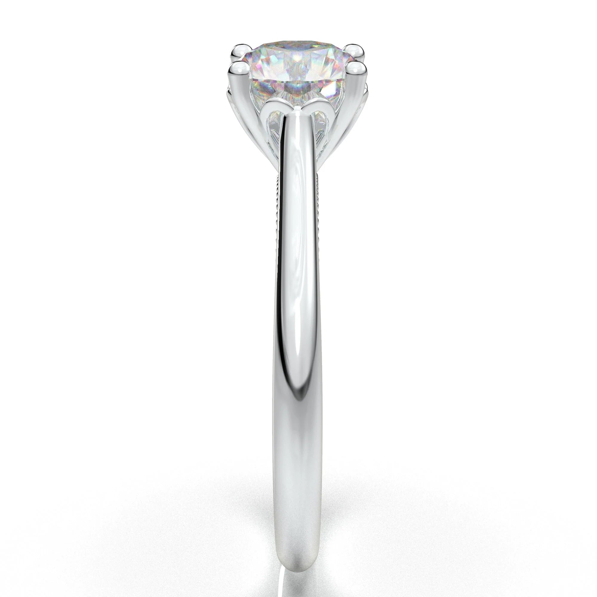 Anel Solitario De Ouro Branco 18k Diamante Brilhante 100pontos