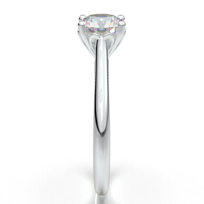 Anel Solitario De Ouro Branco 18k Diamante Brilhante 100pontos