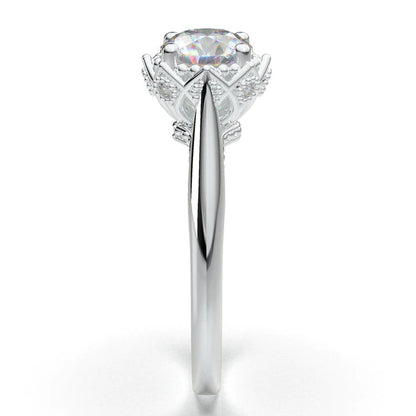 Anel Solitario Coroa De Ouro Branco 18k Diamante Brilhante 50pontos