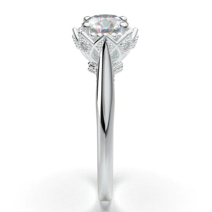 Anel Solitario Coroa De Ouro Branco 18k Diamante Brilhante 40pontos