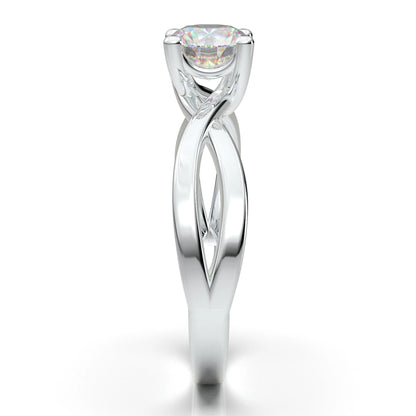 Anel Solitario Torcido De Ouro Branco 18k Diamante Brilhante 40pontos