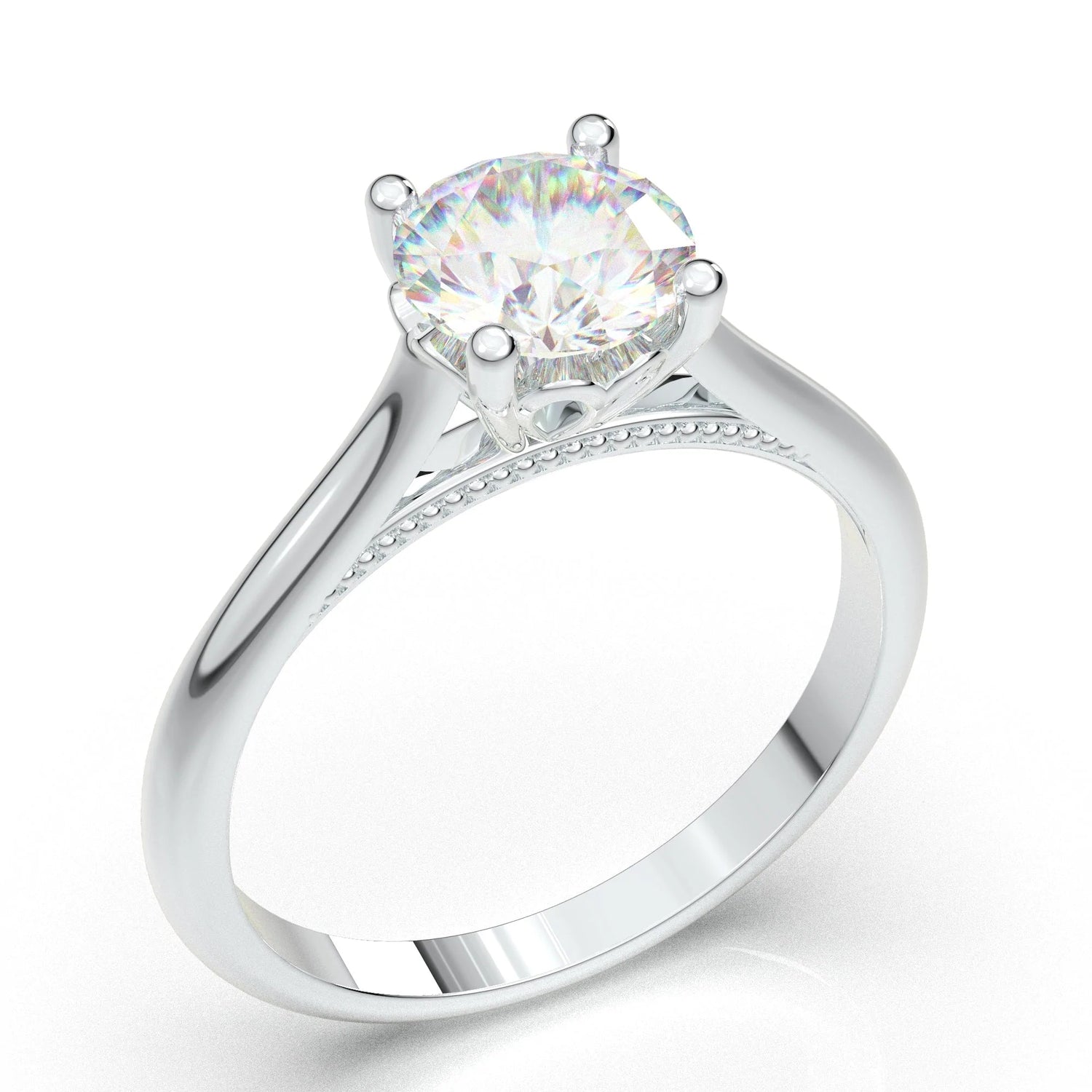 Anel Solitario De Ouro Branco 18k Diamante Brilhante 100pontos