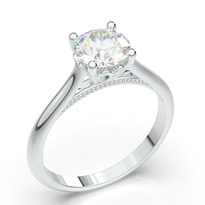 Anel Solitario De Ouro Branco 18k Diamante Brilhante 100pontos