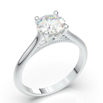 Anel Solitario De Ouro Branco 18k Diamante Brilhante 50pontos