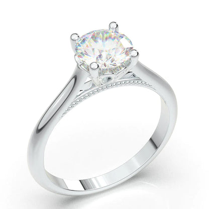 Anel Solitario De Ouro Branco 18k Diamante Brilhante 40pontos