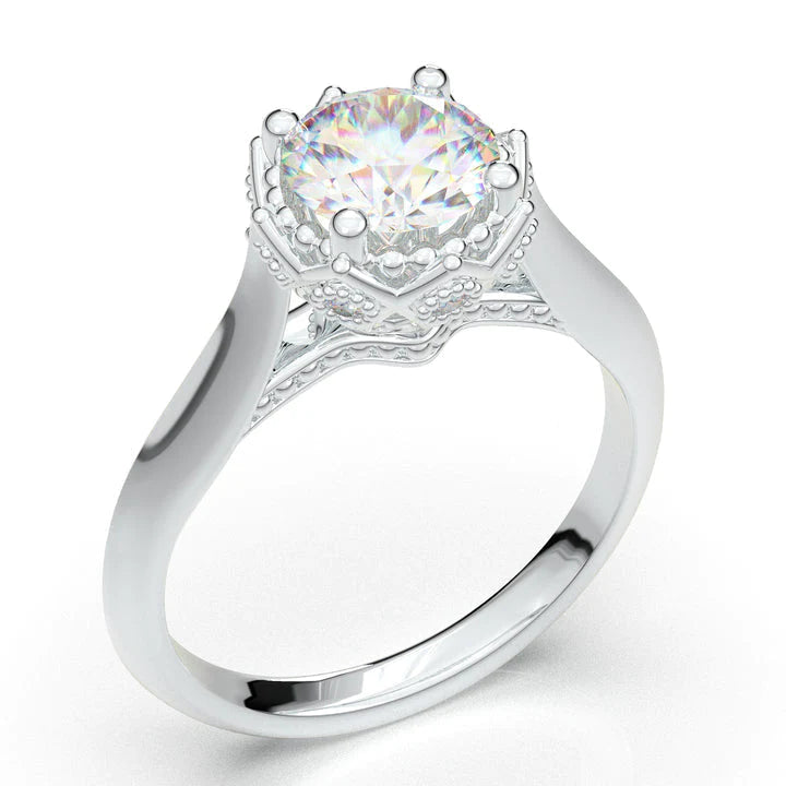 Anel Solitario Coroa De Ouro Branco 18k Diamante Brilhante 50pontos