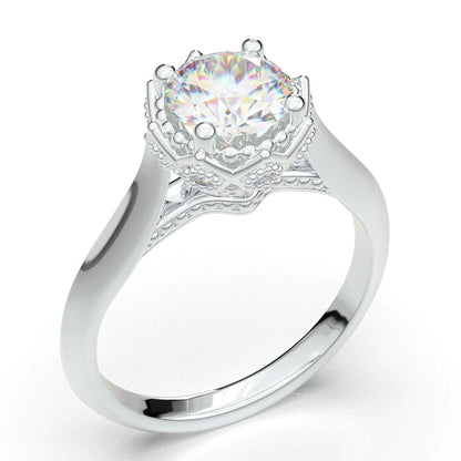 Anel Solitario Coroa De Ouro Branco 18k Diamante Brilhante 50pontos