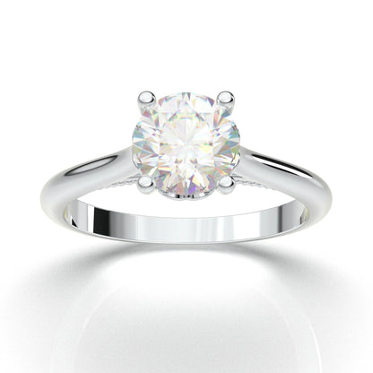 Anel Solitario De Ouro Branco 18k Diamante Brilhante 100pontos