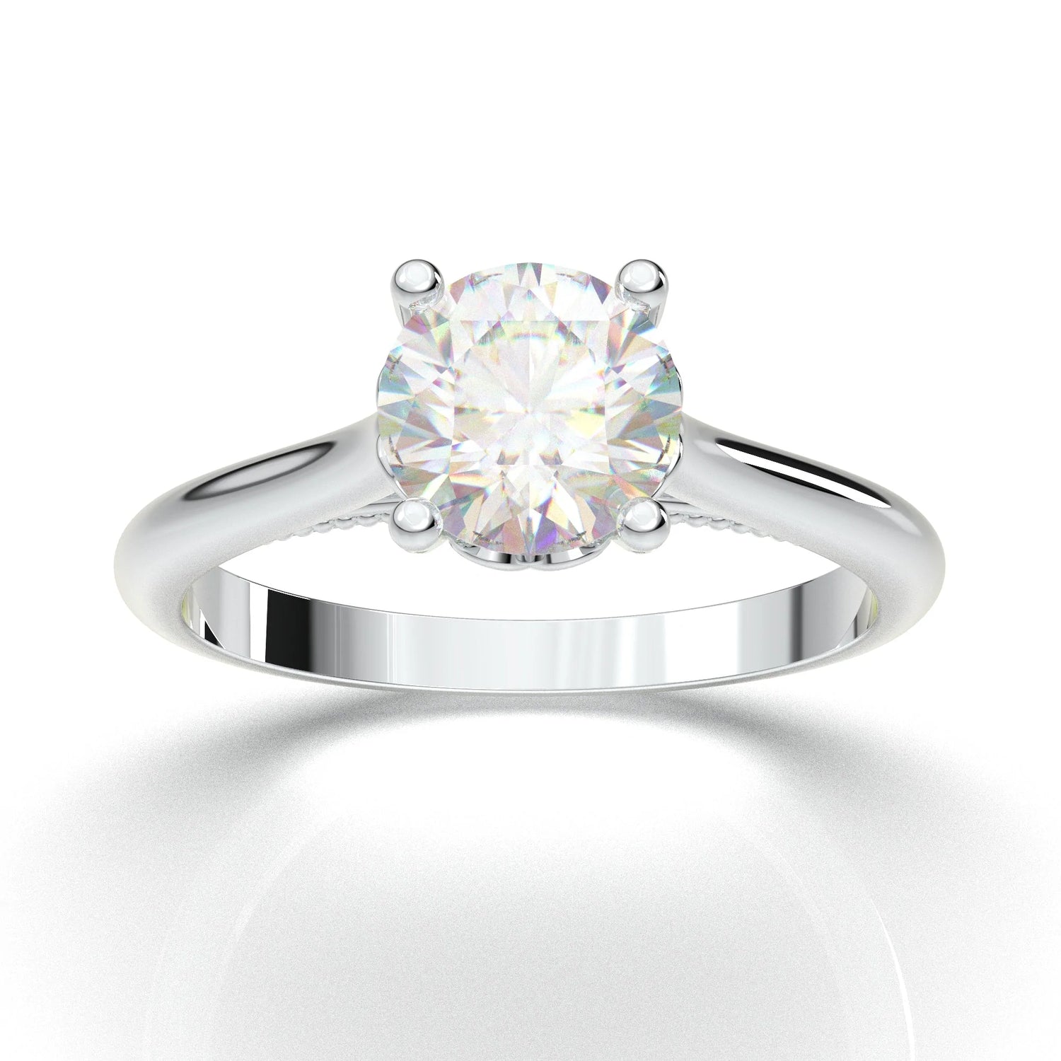 Anel Solitario De Ouro Branco 18k Diamante Brilhante 50pontos